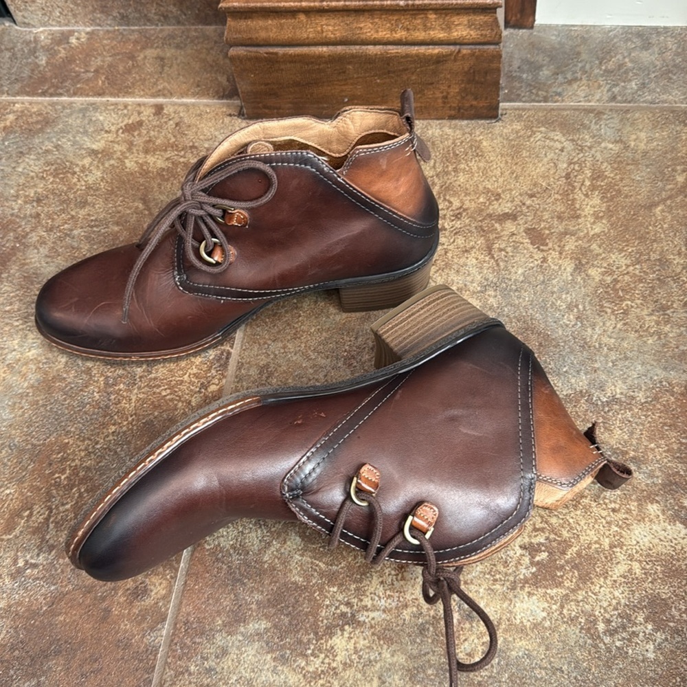 Pikolinos two tone brown leather ankle tie boot size 42/ US 11.5/12 - Picture 14 of 16